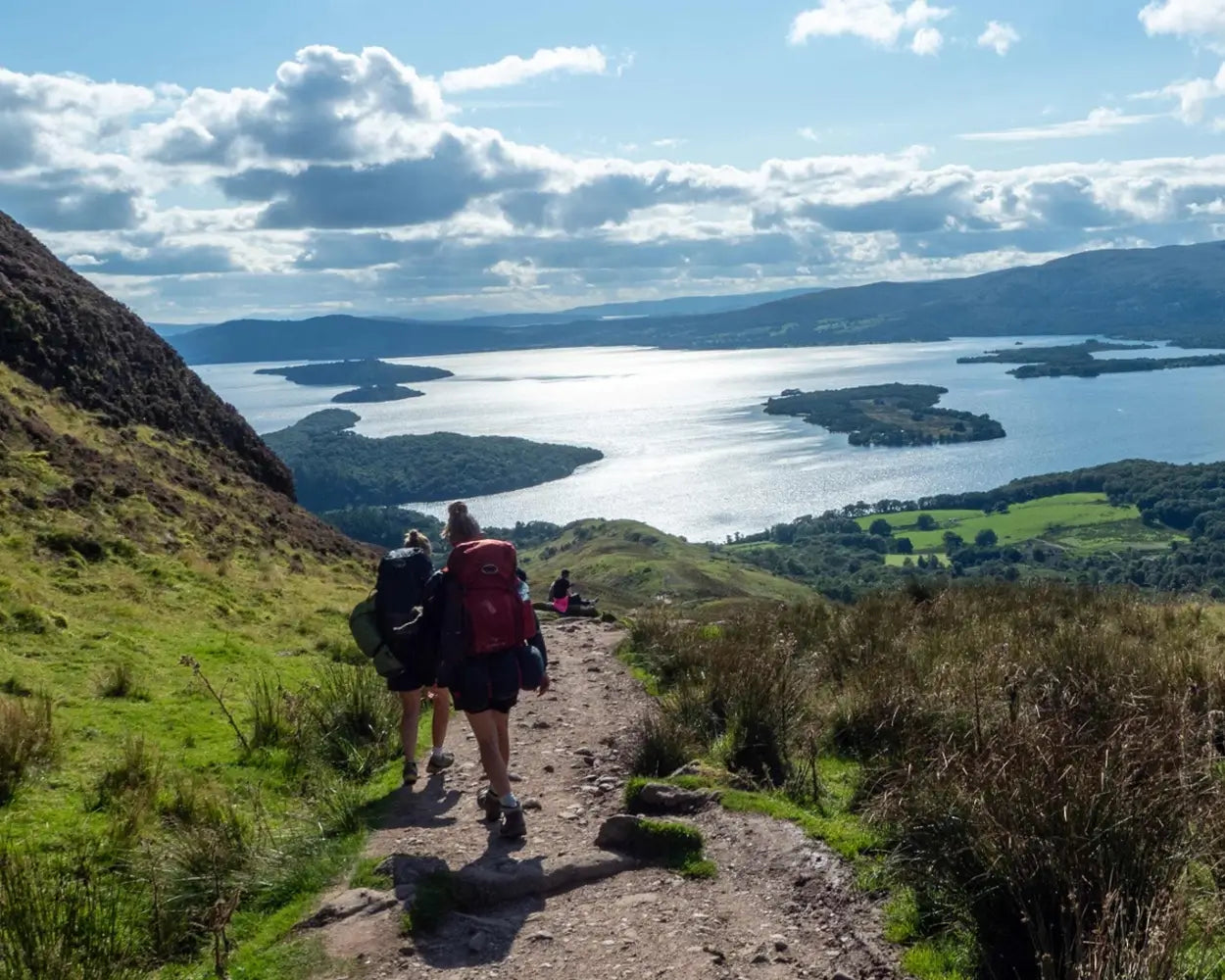 Scottish Highlands misty hike loch