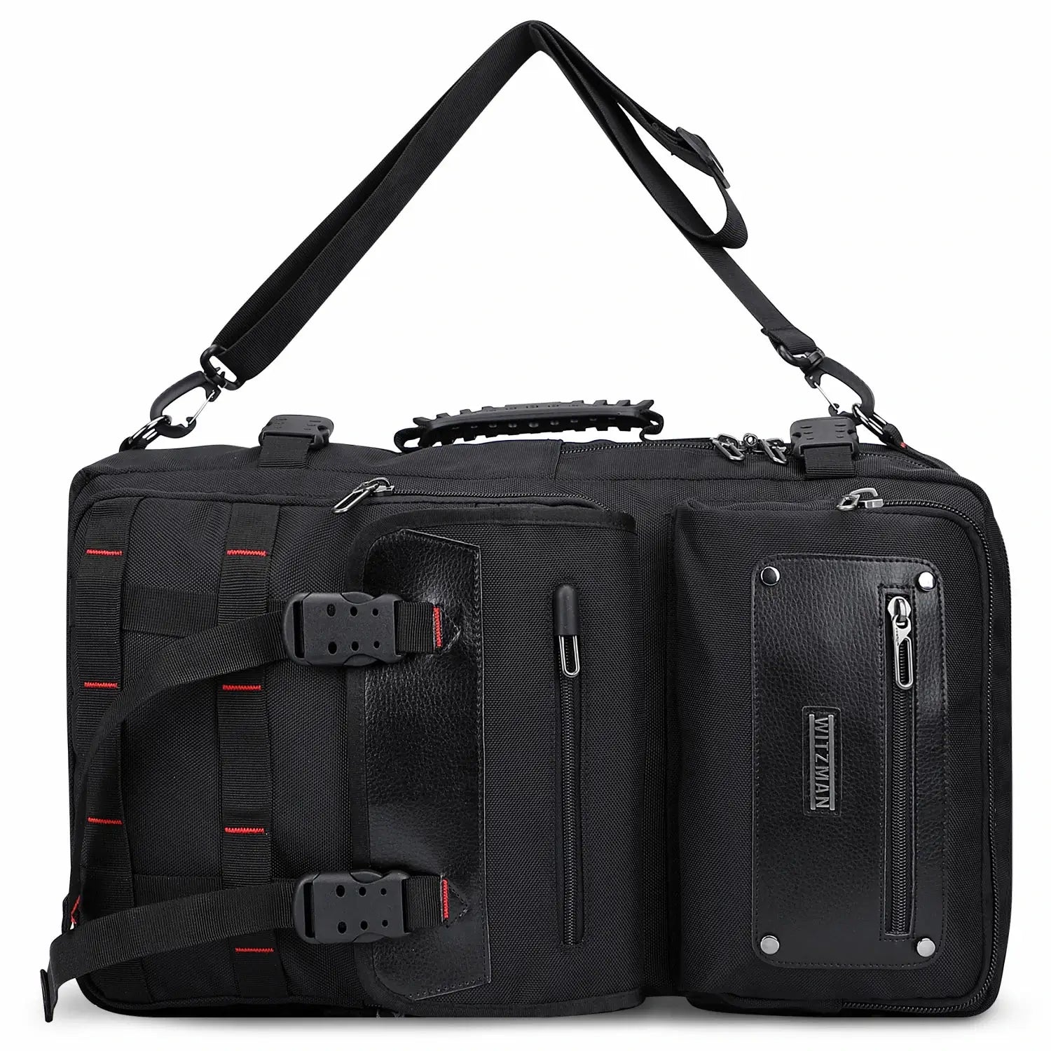 WITZMAN 45L convertible nylon travel backpack for men with USB port and multiple compartments b685