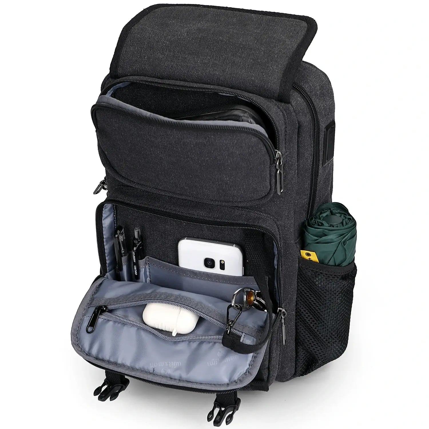 Men’s Canvas Sling Bag with USB Port, Vintage Crossbody Chest Bag A8019