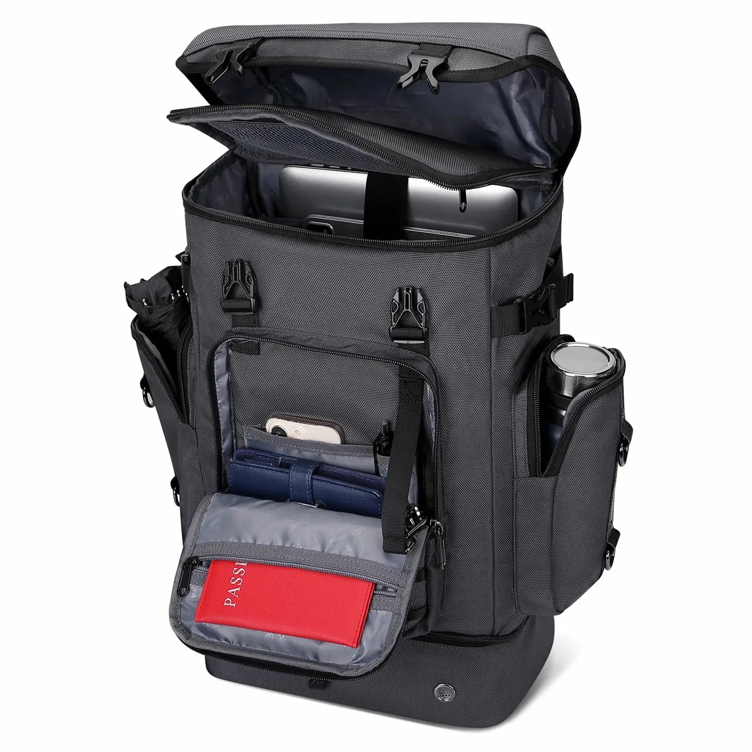 40L Nylon Travel Backpack With Shoe Compartment b691 sliver gray