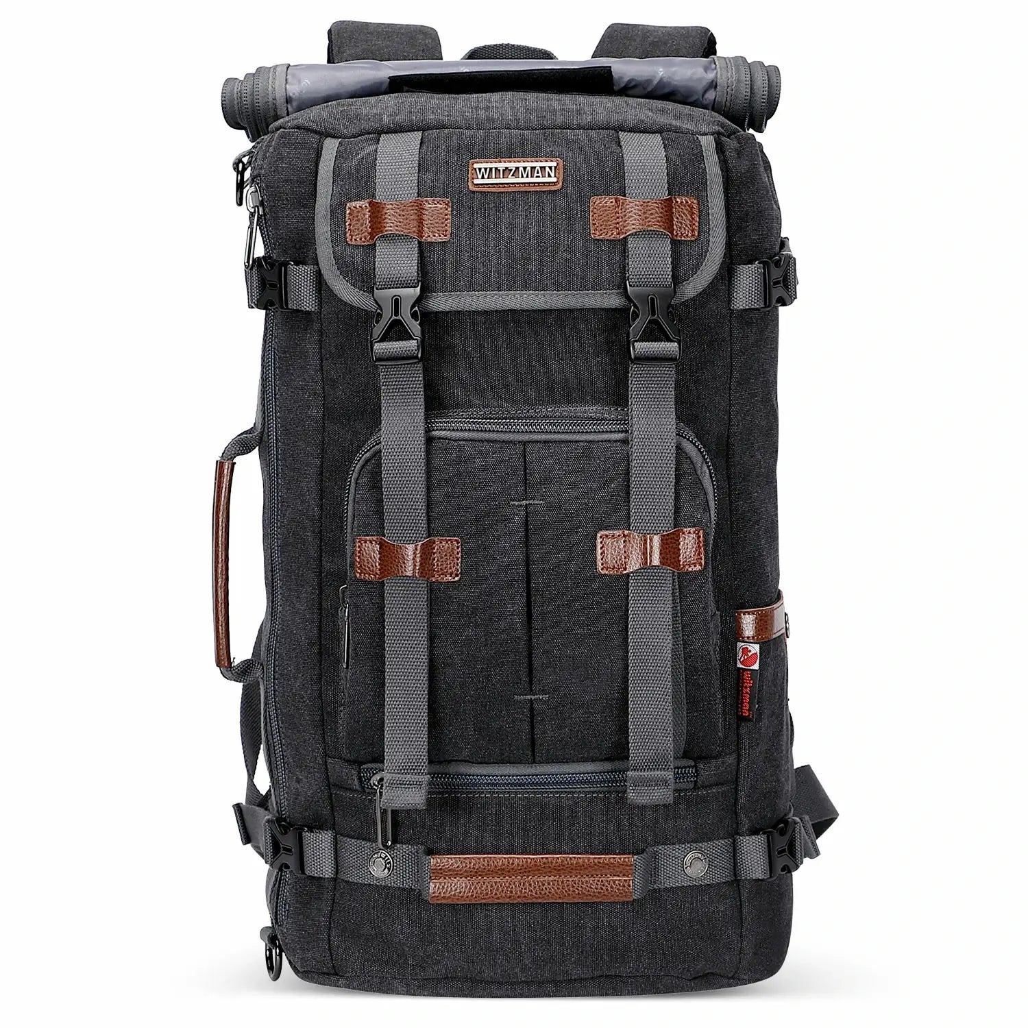 vintage canvas travel backpack for men carry on bag #color_black