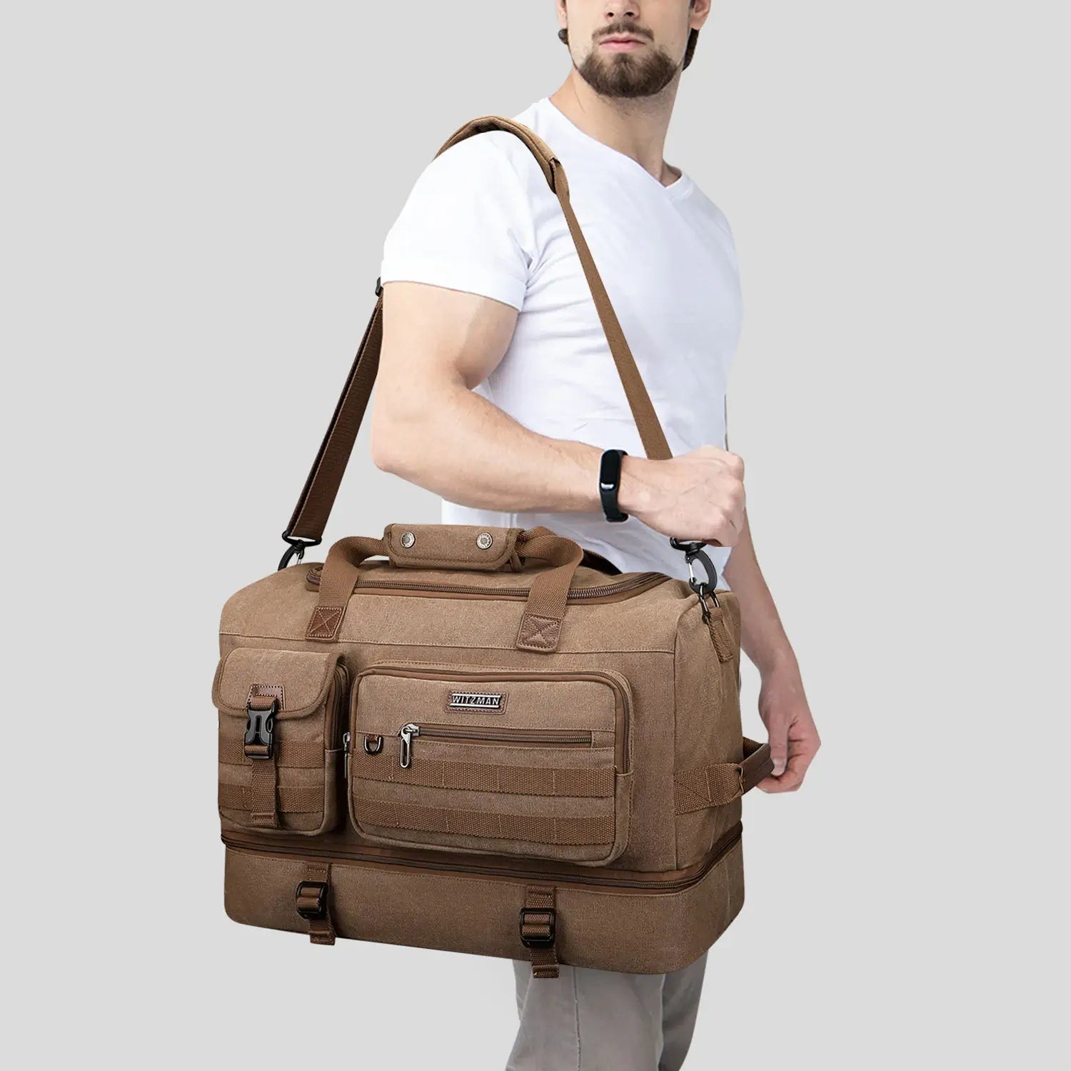 Classic Vintage Canvas Duffel Bag with Toiletry Set A8010-2