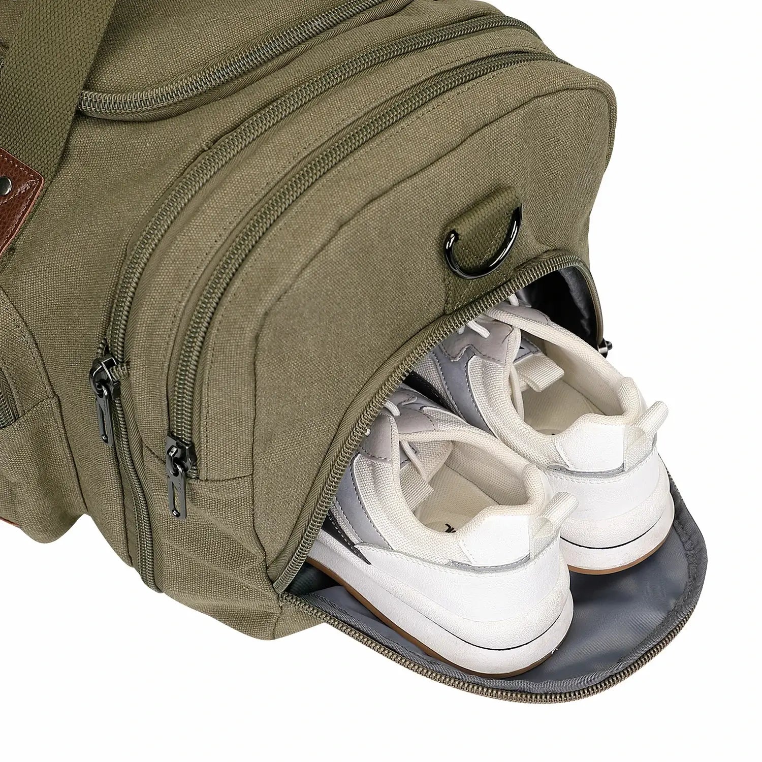 witzman Mens Fashion Large GREEN Canvas Travel Duffle Bags best carry-on bag for international travel #color_green