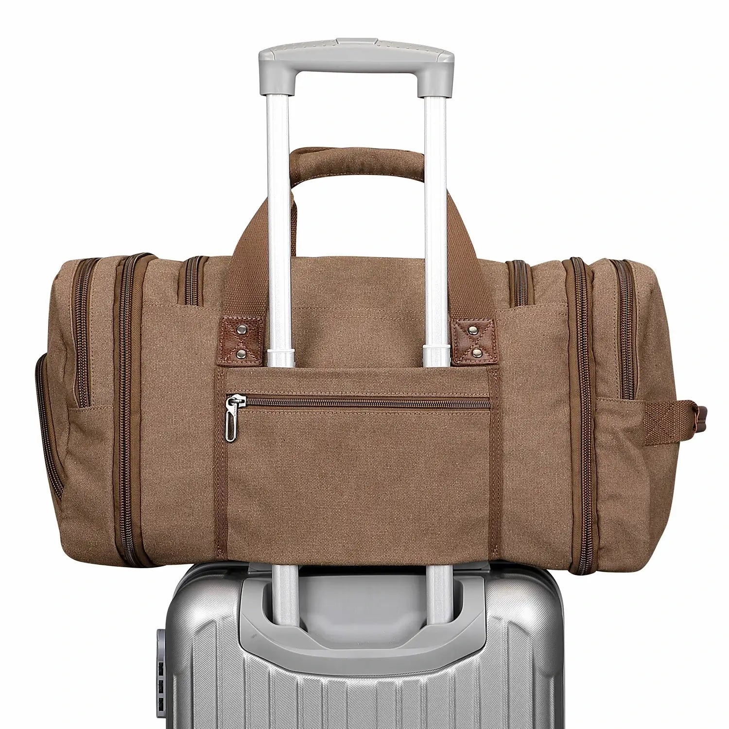 witzman brown Mens Fashion Large Canvas Travel Duffle Bags best carry-on bag for international travel #color_brown