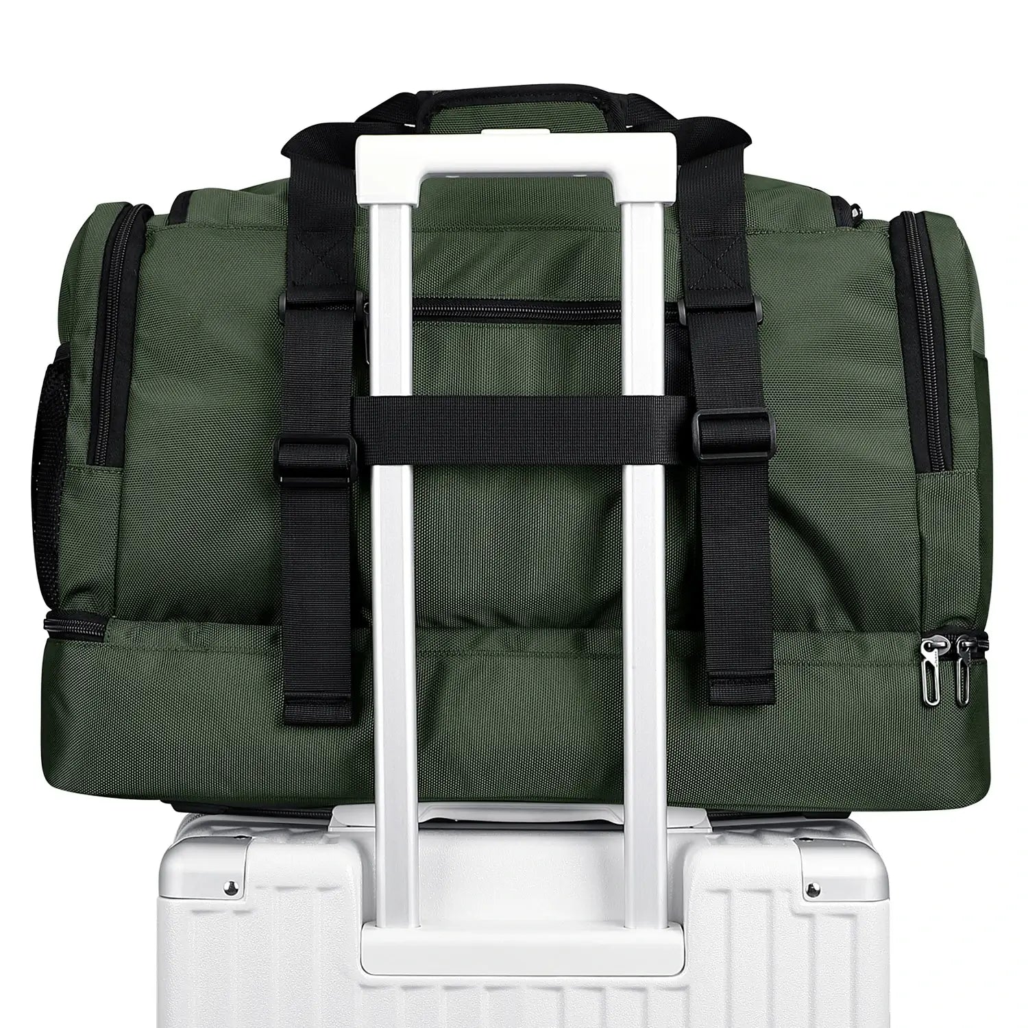 WITZMAN B720 men’s large nylon duffel bag with double-layer shoe compartment - green weekender bag