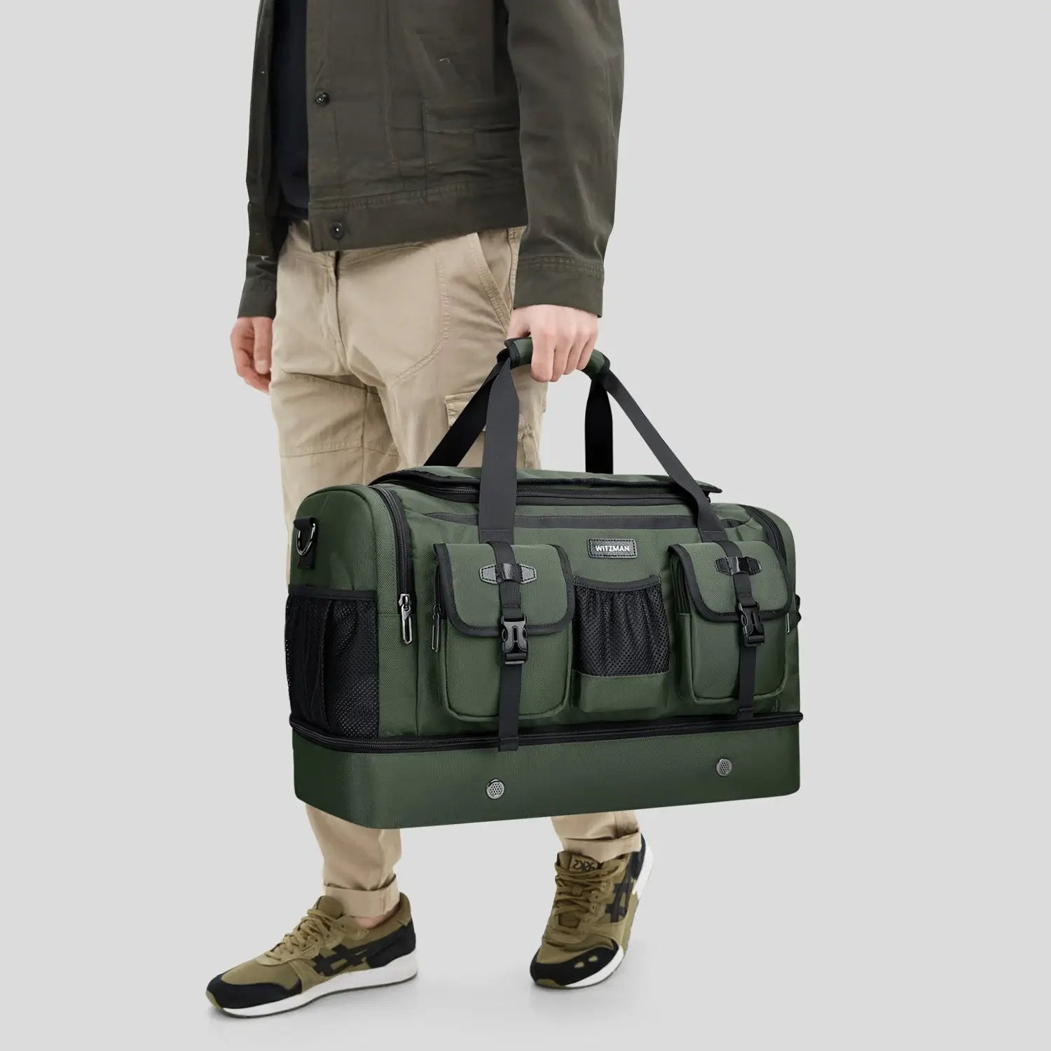 Double-Layer Duffel Bag Modern Split-Level Design with Bottom Shoe Compartment B723