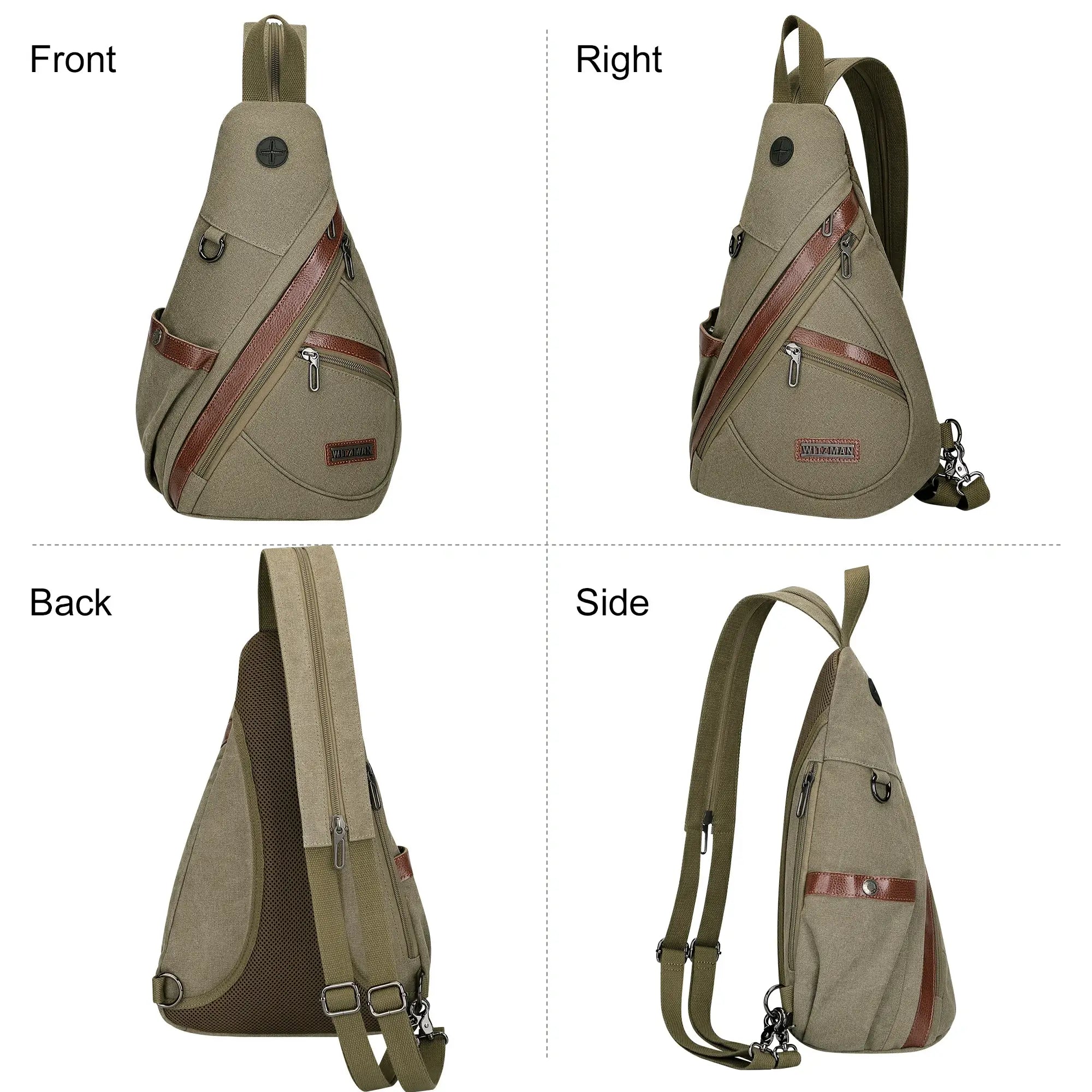 a8004 Canvas Sling Bag for Men Women #color_green