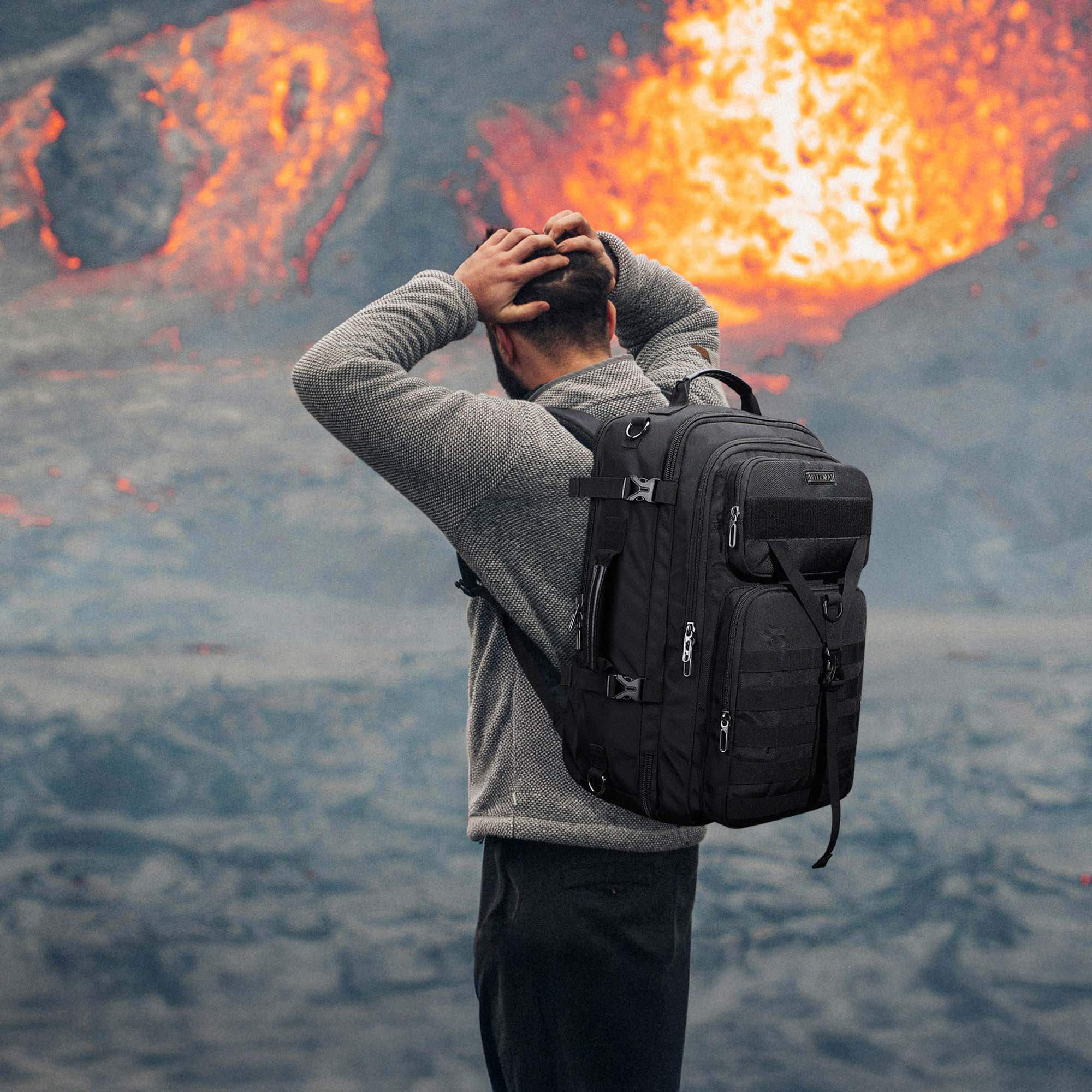 witzman b688 black carry on travel backpacks for men