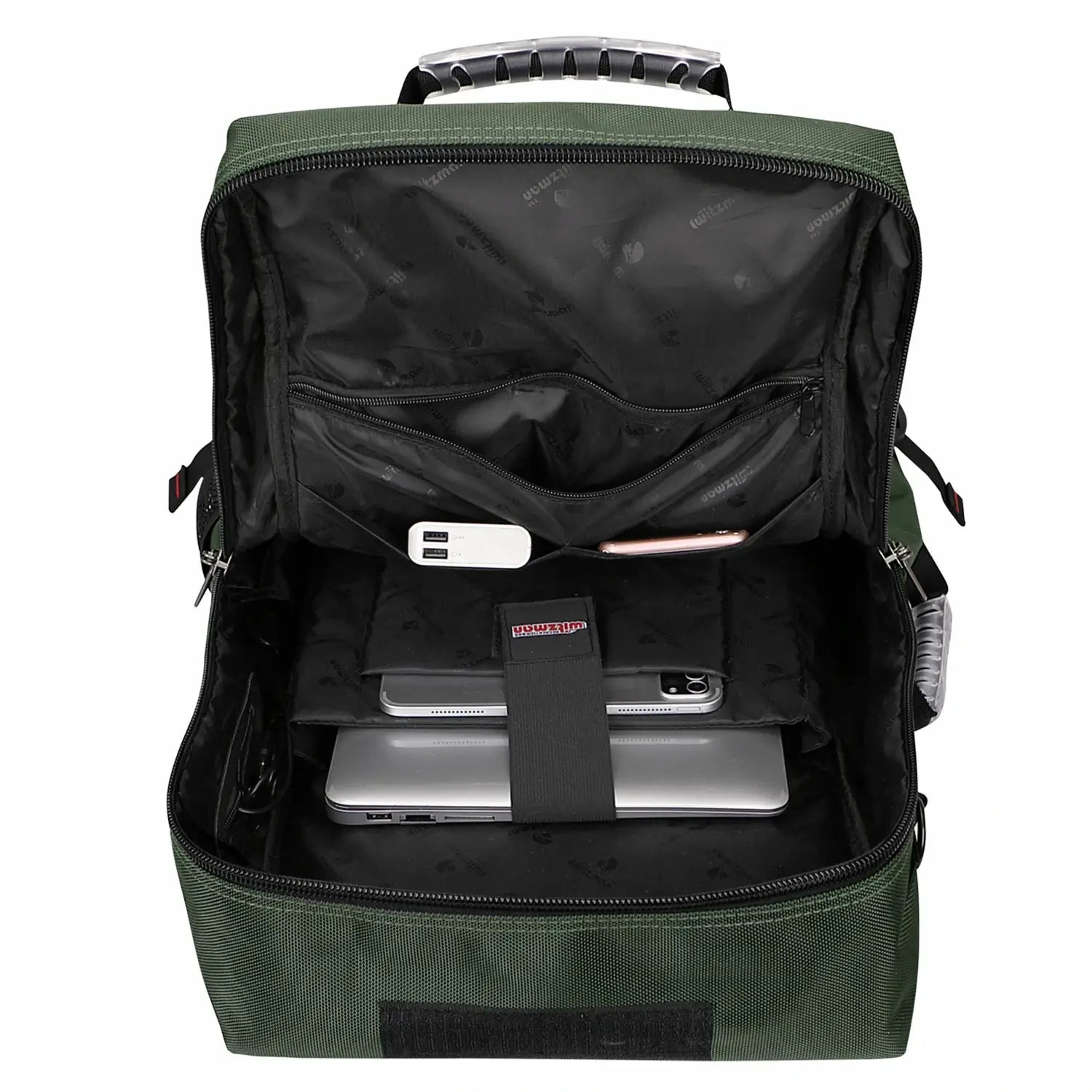 witzman b681 nylon travel backpack for men carry on bag #color_green