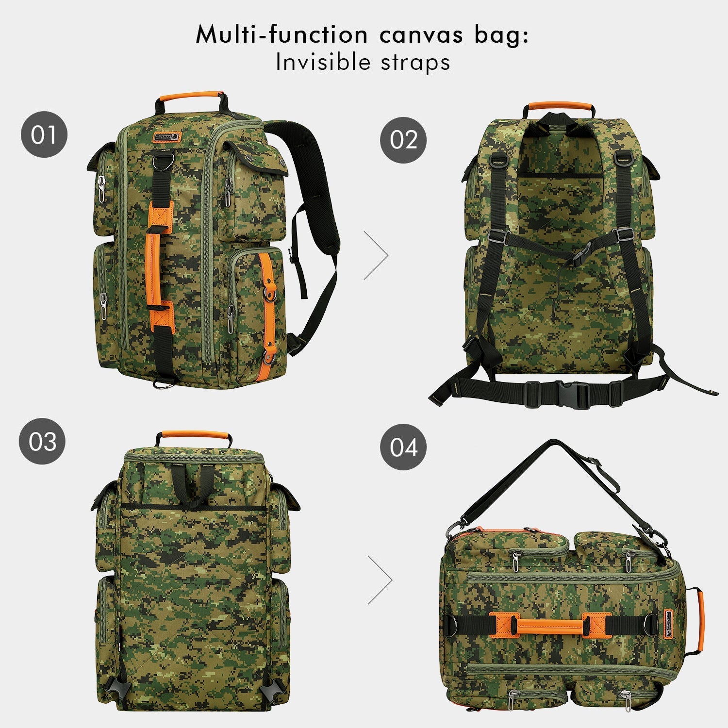 Camo Green Nylon Backpack