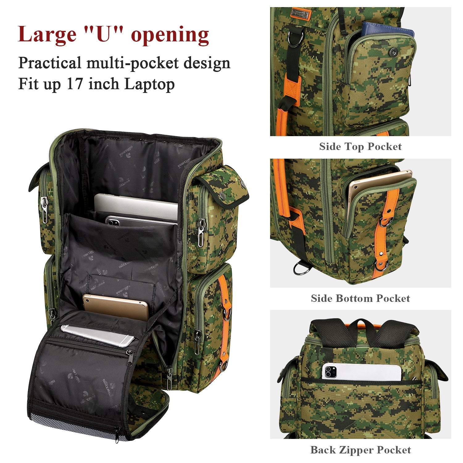 Camo Green Nylon Backpack