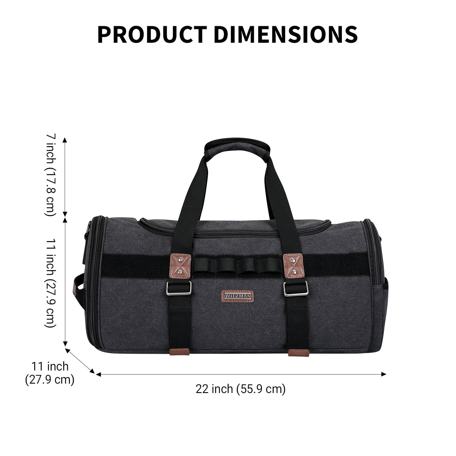 Black Canvas Large Travel Duffel Bags