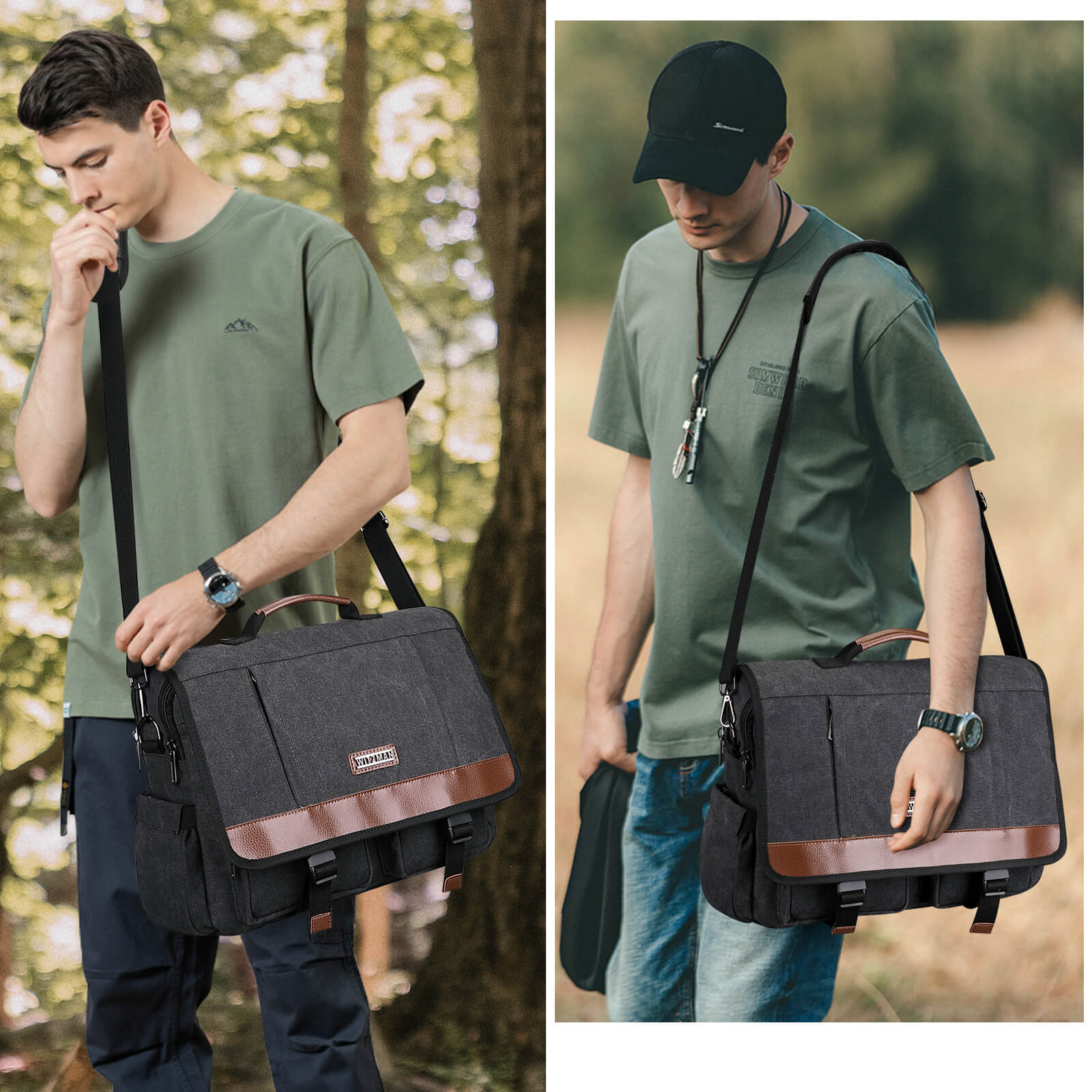 Black Canvas Messenger Bag