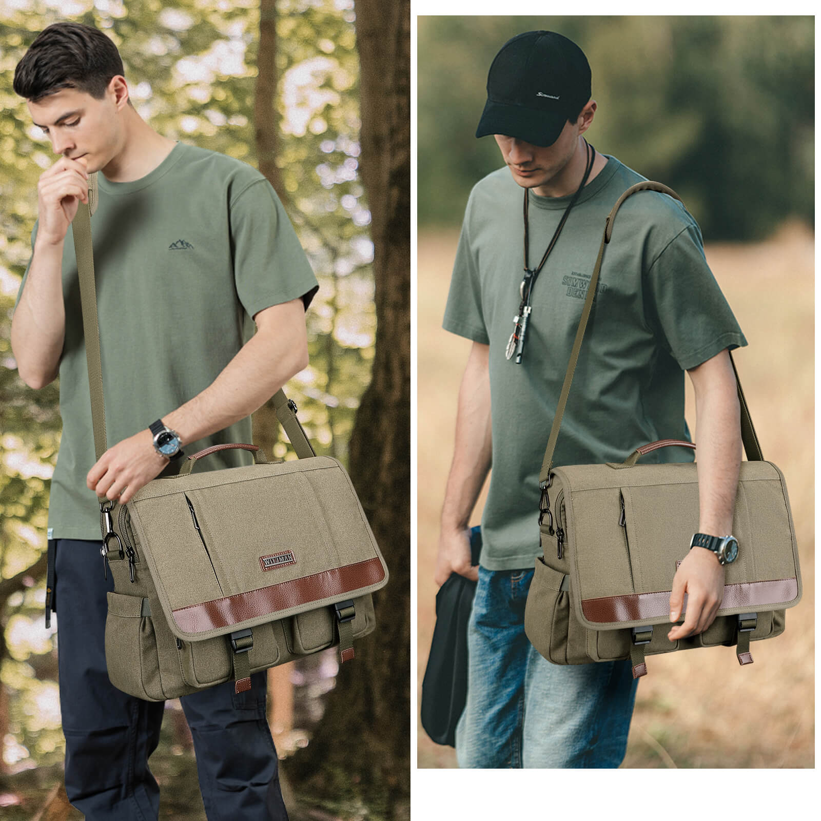 Army Green Canvas Messenger Bag