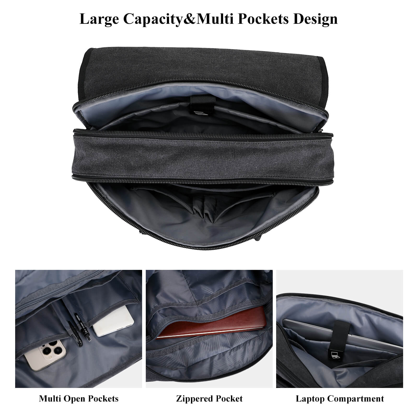 Black Canvas Messenger Bag