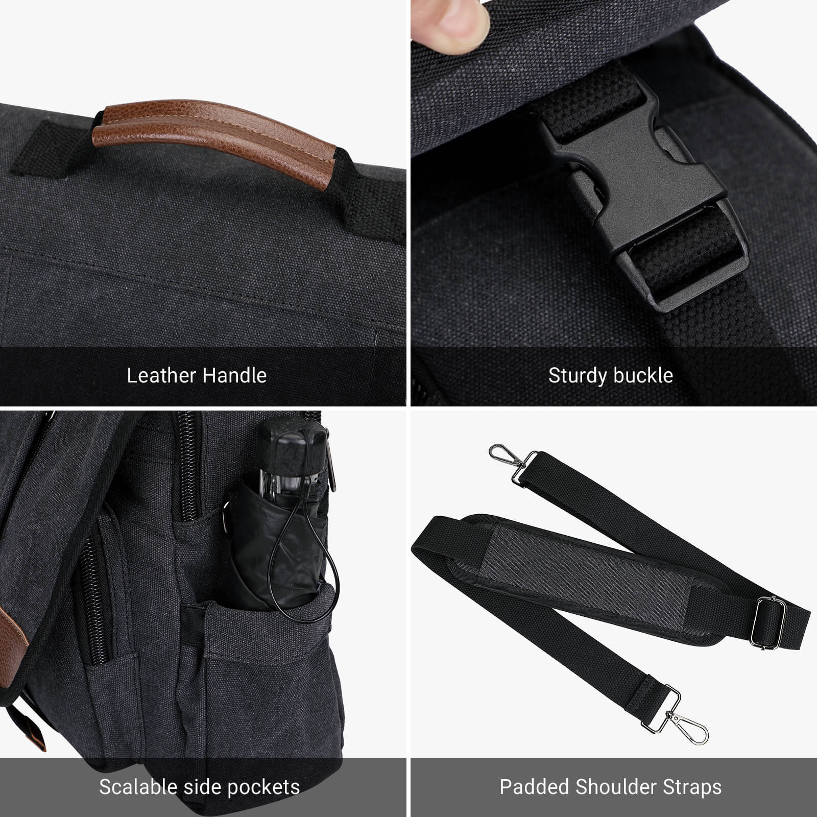 Black Canvas Messenger Bag