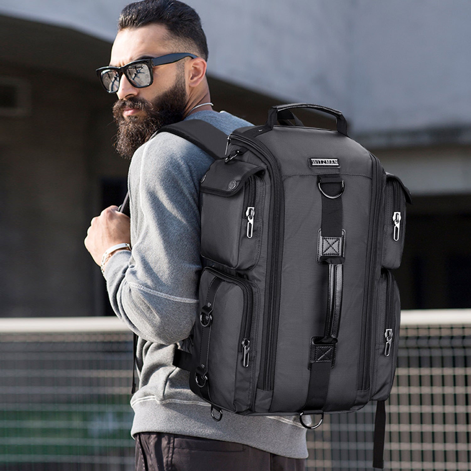Silvery Grey Nylon Backpack