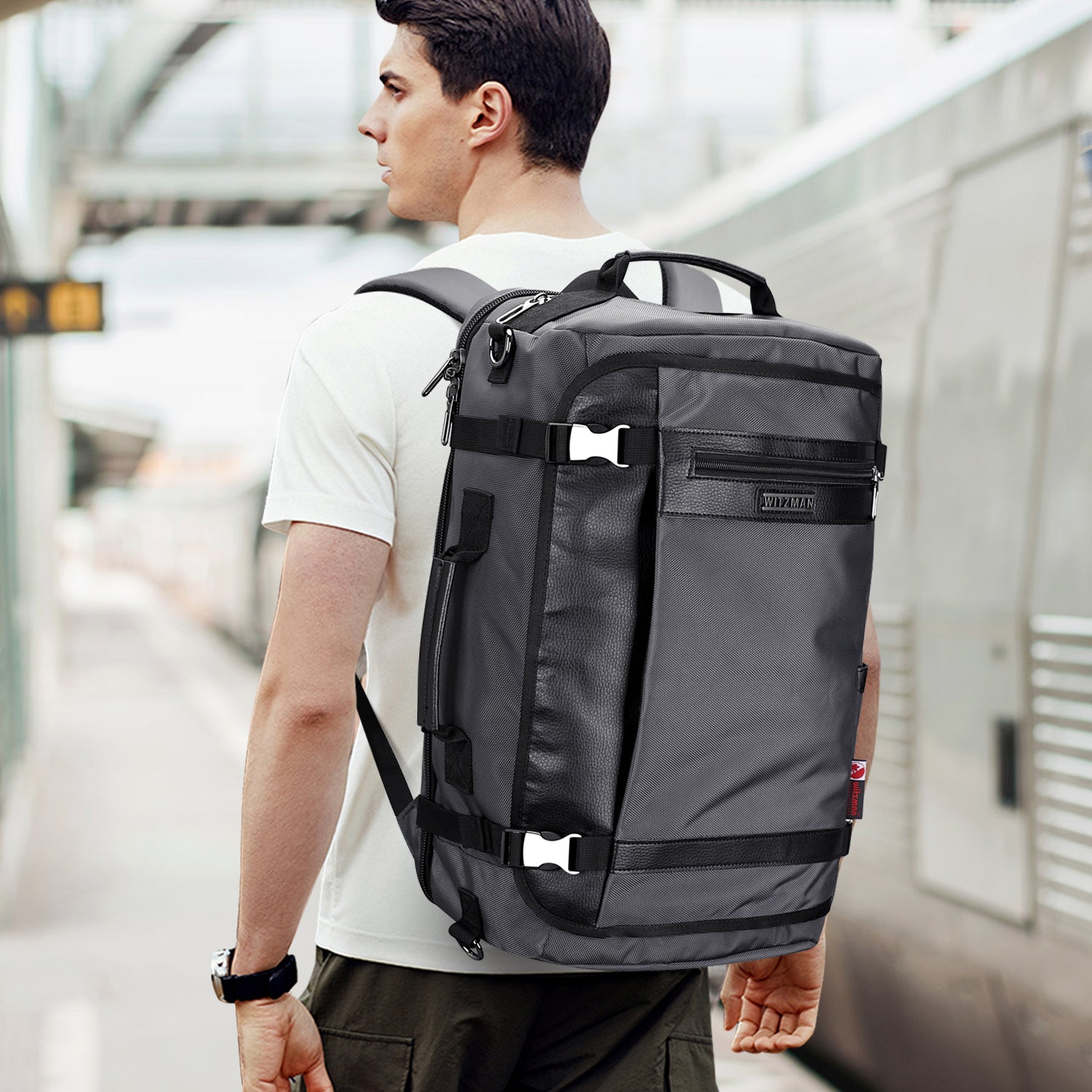Silvery Grey Nylon Travel Laotop Backpack