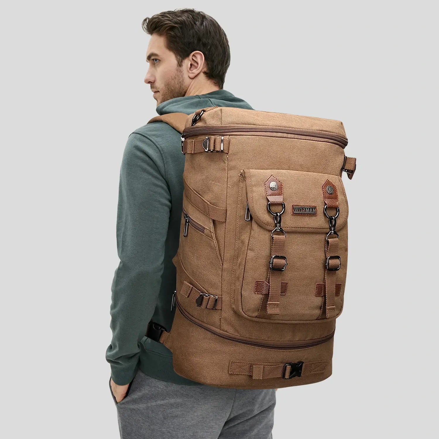 vintage Canvas Carry on Travel Backpack brown