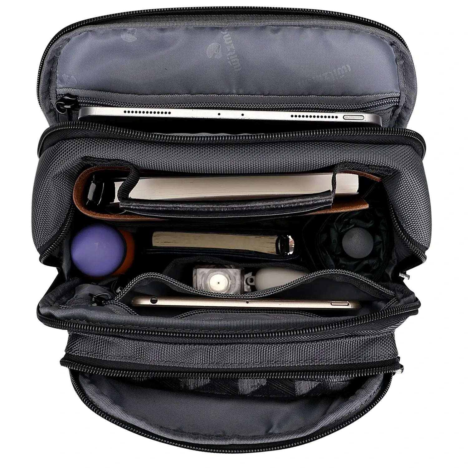 WITZMAN B707 nylon crossbody sling bag for men small travel shoulder messenger with anti-theft pocket and MOLLE webbing sliver grey