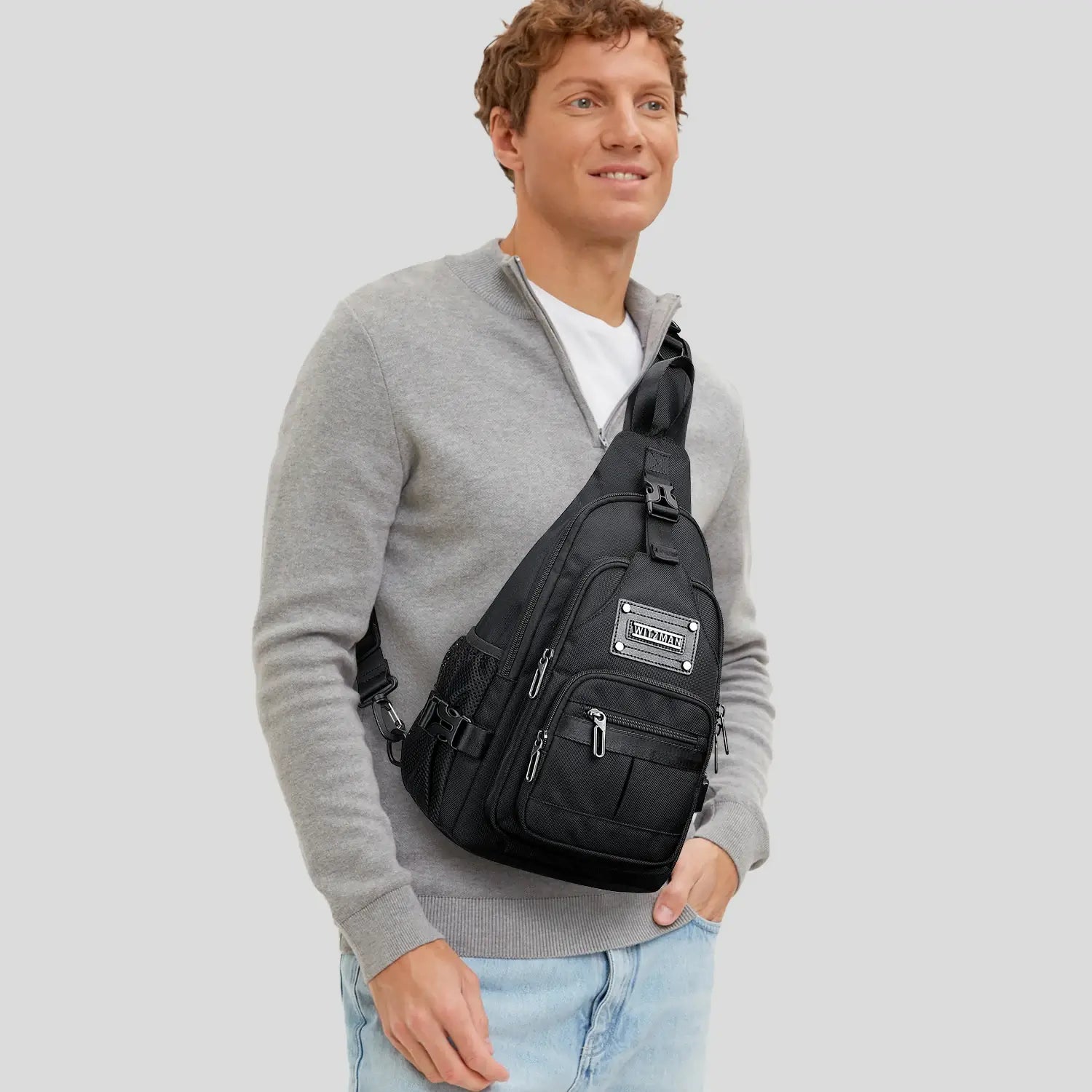 Casual Nylon Chest Bag Triangular Crossbody Sling Bags For Men B735