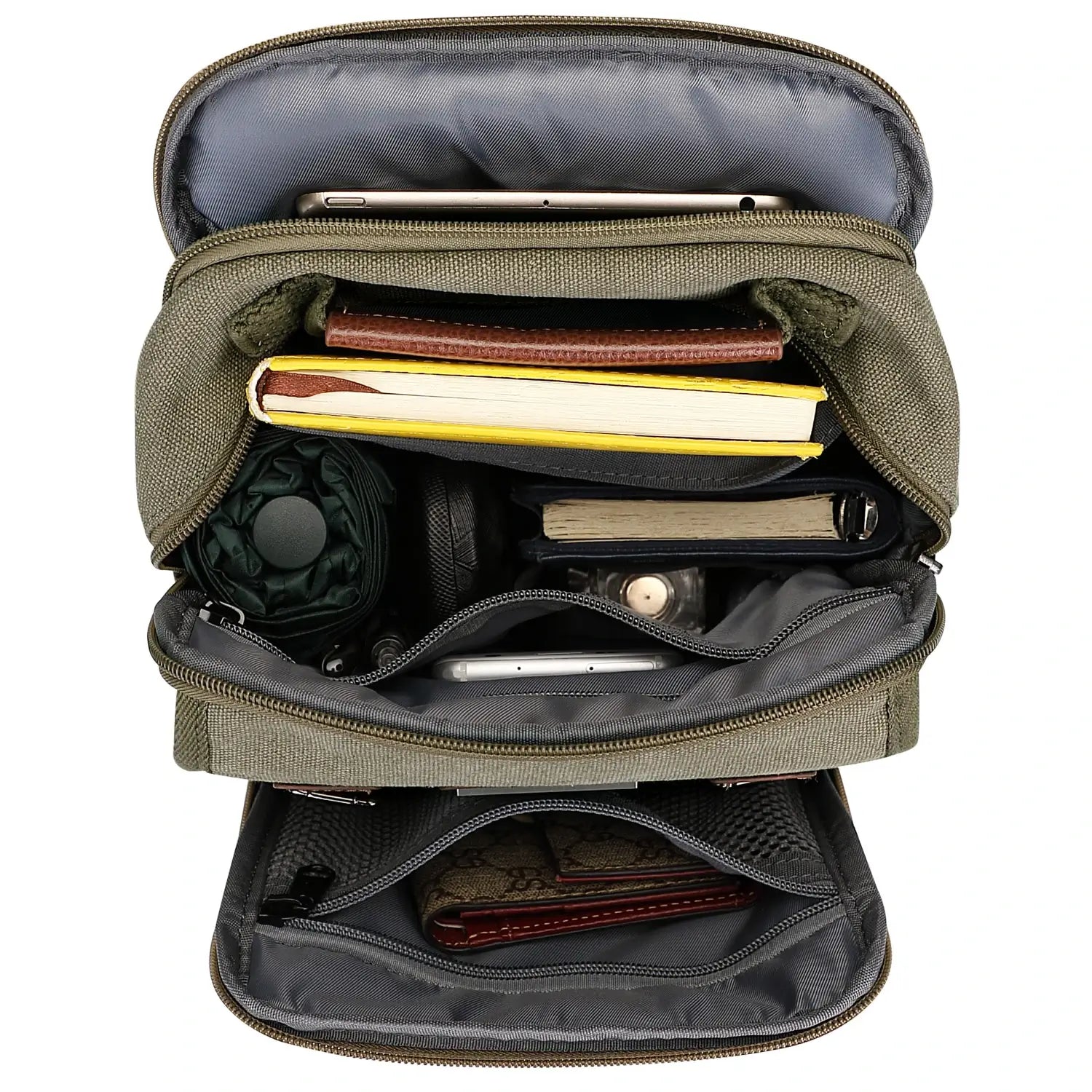 WITZMAN men’s canvas crossbody bag vintage sling messenger satchel for travel and everyday carry green bags