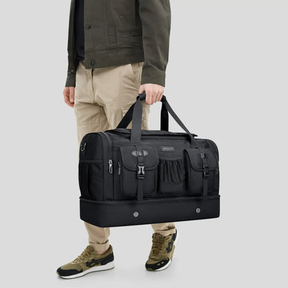 Double-Layer Duffel Bag Modern Split-Level Design with Bottom Shoe Compartment B723