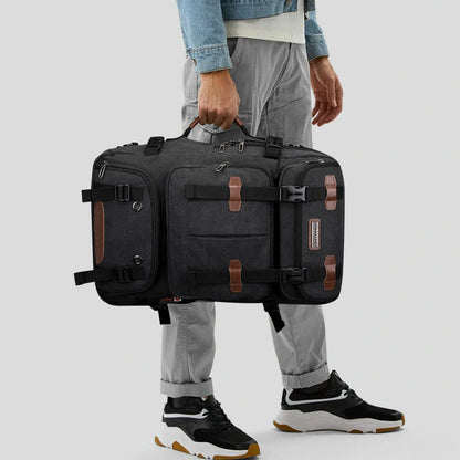 Convertible 40L travel backpack with USB port and 18+ compartments, fits 17 inch laptop, ideal for men and women a8013 best black backpack tote bag