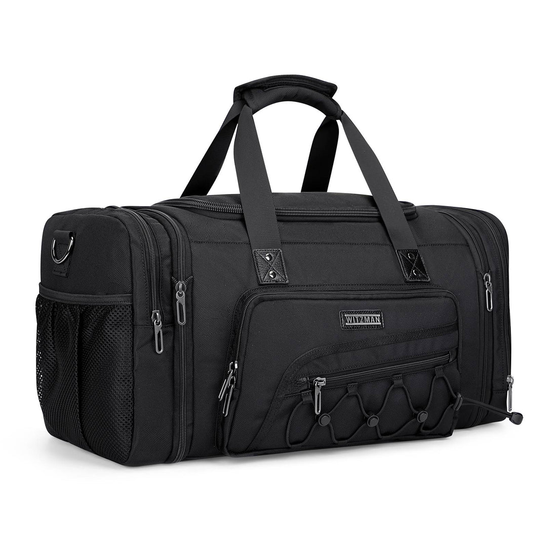 B695 Black WITZMAN Duffle Bag for Men Nylon Large Gym Weekender Bag with Shoe Compartment Expandable Overnight Bag Carry on Bag