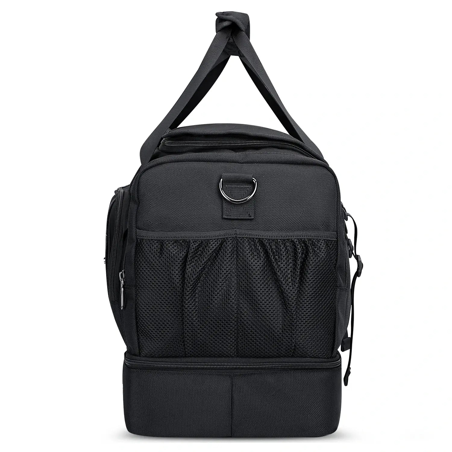 WITZMAN B720 men’s large nylon duffel bag with double-layer shoe compartment - black bag