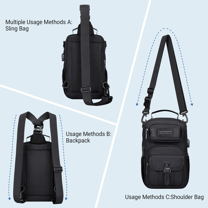 Lightweight Convertible Travel Sling Bag Backpack