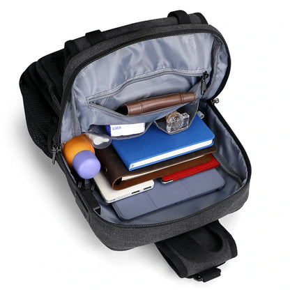 Men’s Canvas Sling Bag with USB Port, Vintage Crossbody Chest Bag A8019