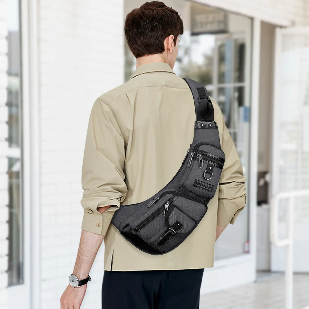 Men crossbody sling bag Travel Slim Chest Bag One Strap Lightweight Casual Daypack Crescent Bag