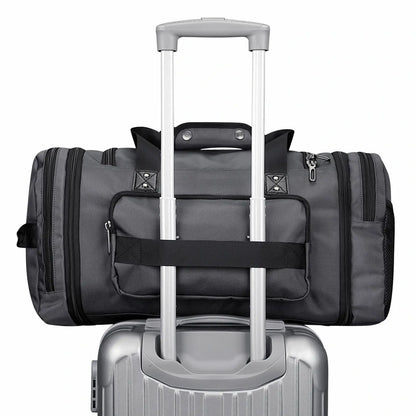B695 WITZMAN Duffle Bag for Men Nylon Large Weekender Bag with Shoe Compartment #color_grey