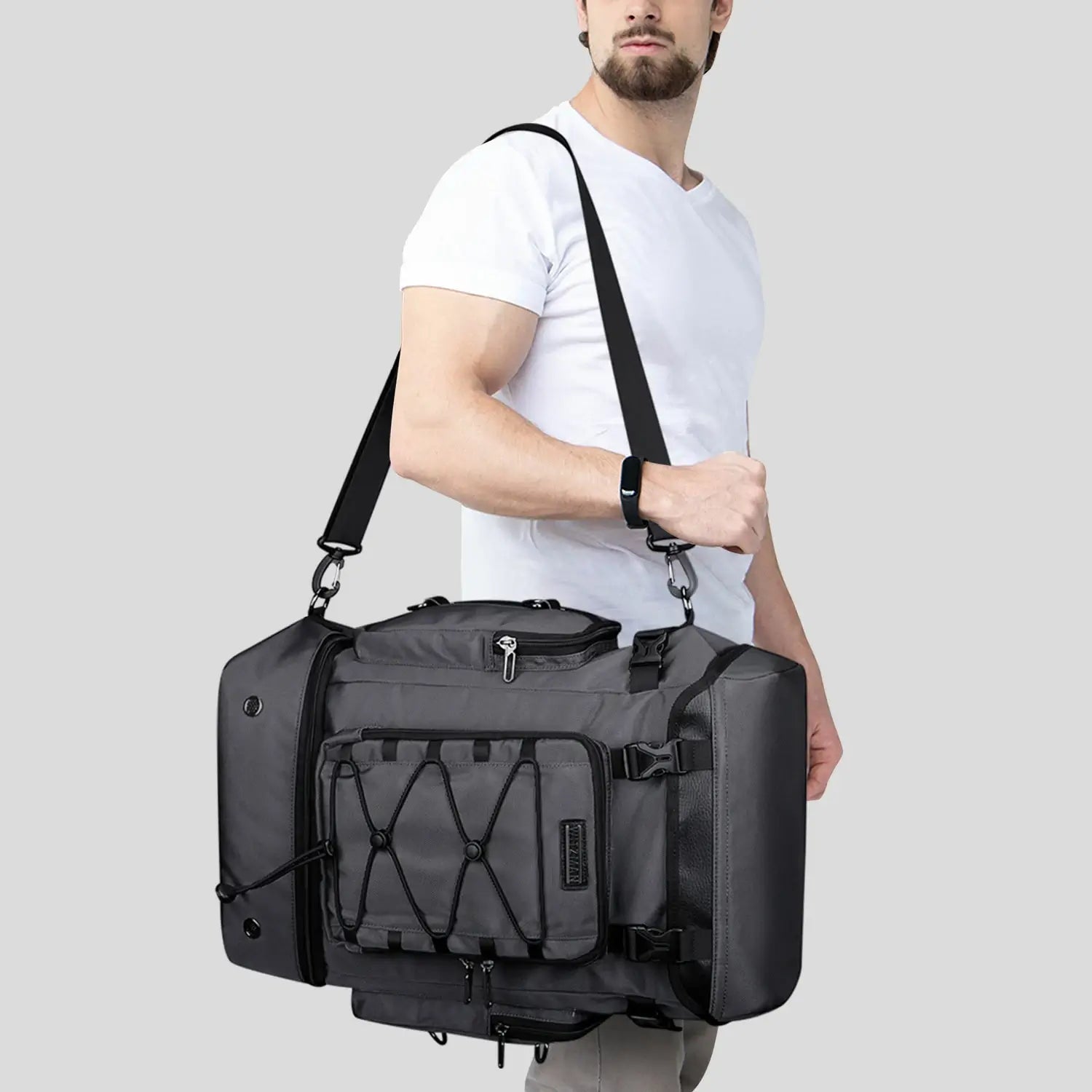 40L Nylon Travel Backpack With Shoe Compartment b691 sliver gray