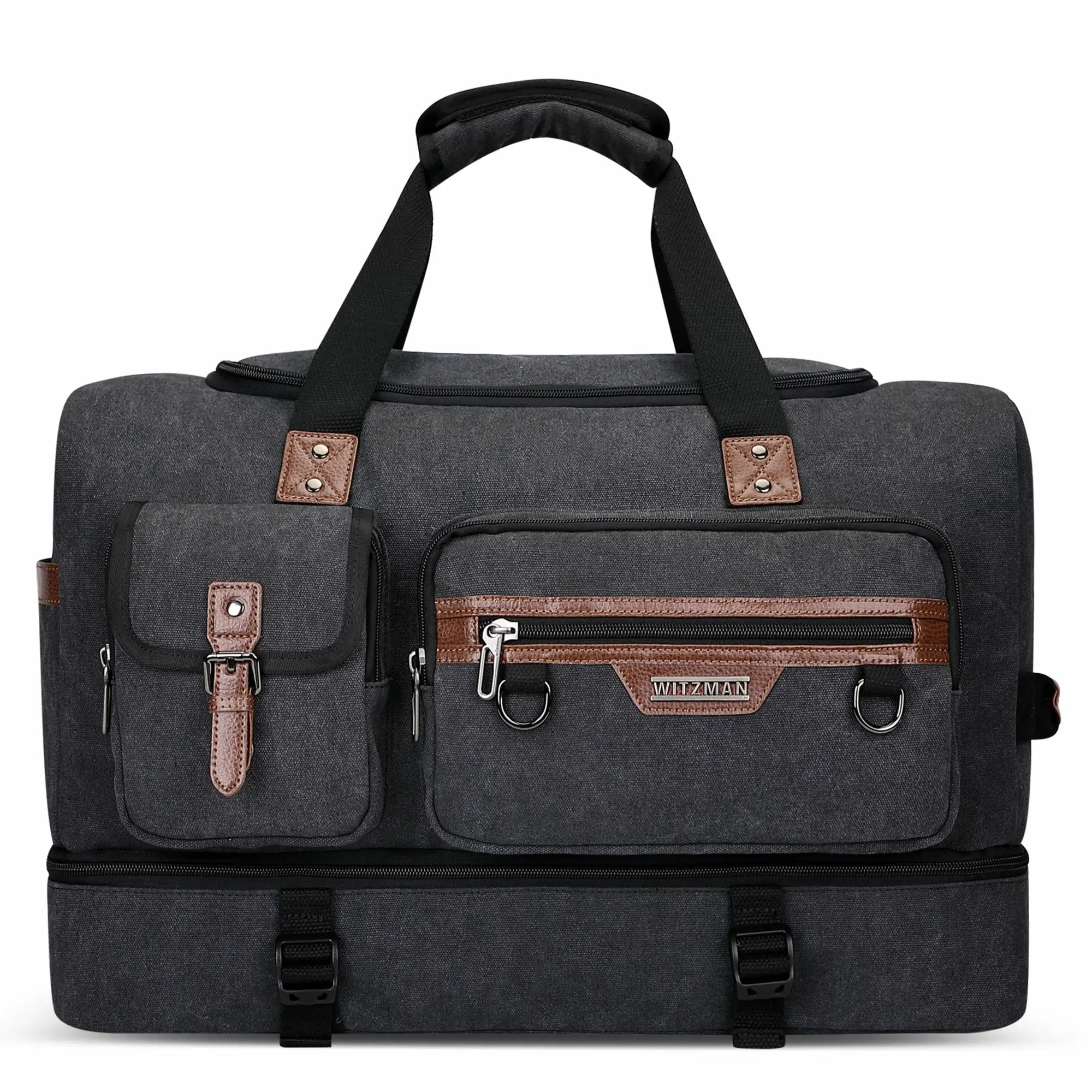 Fashion Vintage Canvas Large Travel Bag duffle bags witzman a8010 #color_black