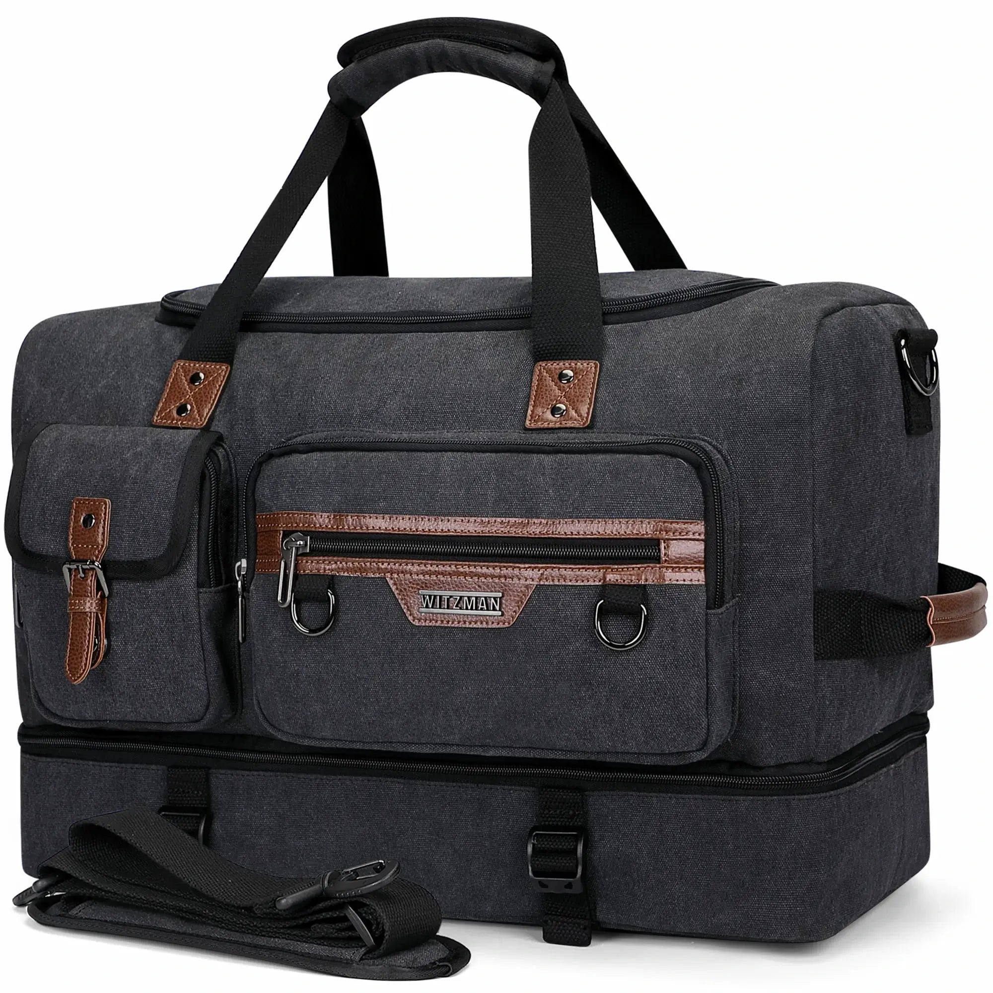 Fashion Vintage Canvas Large Travel Bag duffle bags witzman a8010 #color_black