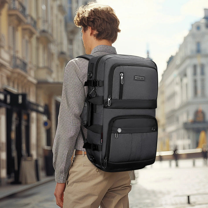 Black Nylon Travel Backpack for Men