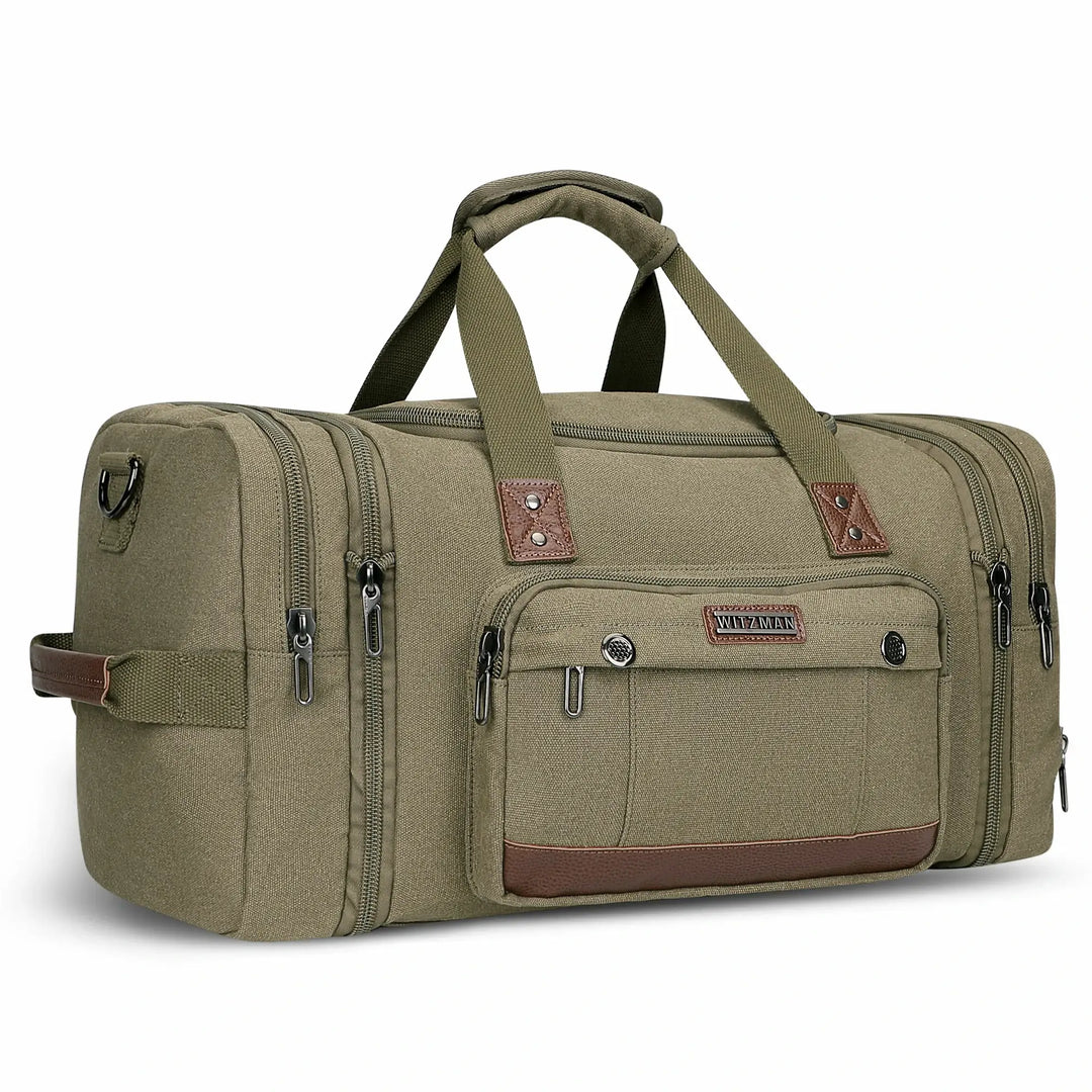 Mens Duffle Bags for Traveling Canvas Weekender Travel Bag WITZMAN Army Green