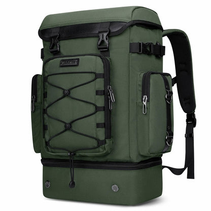 40L Nylon Travel Backpack With Shoe Compartment b691 amry green pack