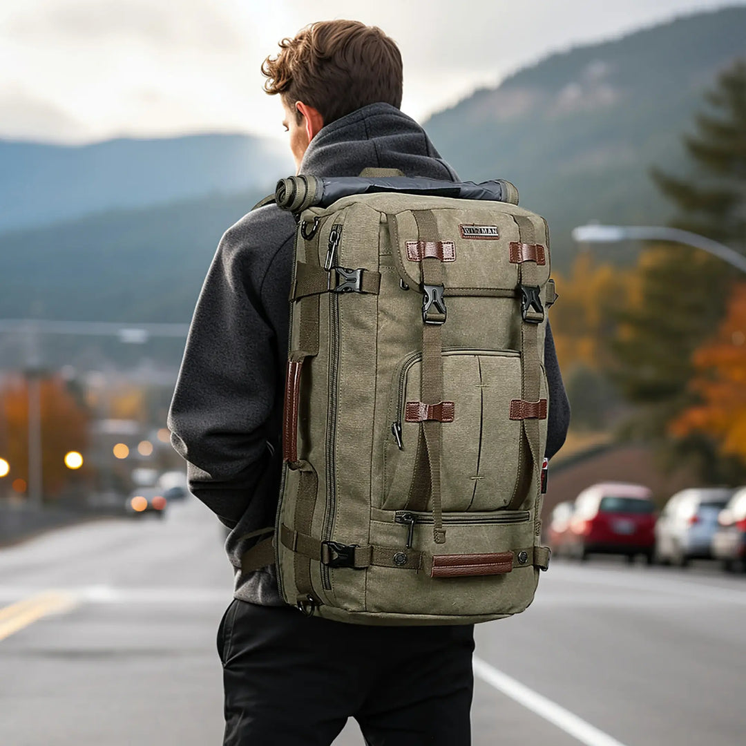 Roter Canvas-Rucksack, Reiserucksack für Damen 