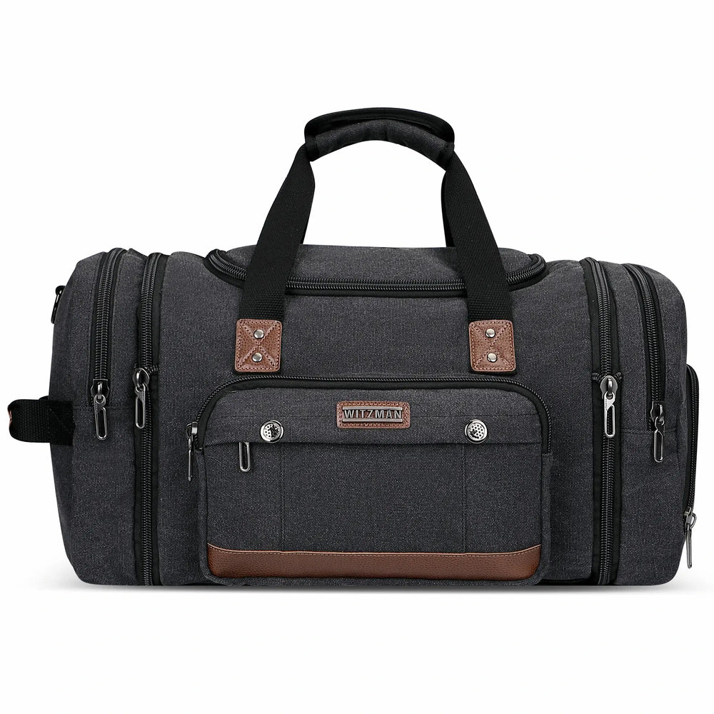 witzman black Mens Fashion Large Canvas Travel Duffle Bags best carry-on bag for international travel