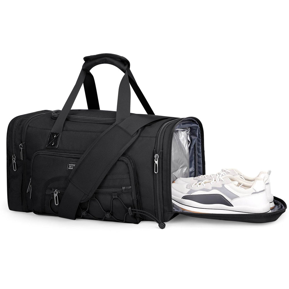 B695 Black WITZMAN Duffle Bag for Men Nylon Large Gym Weekender Bag with Shoe Compartment Expandable Overnight Bag Carry on Bag