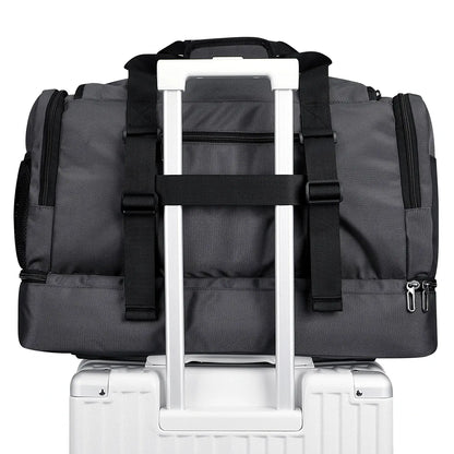 WITZMAN B720 men’s large nylon duffel bag with double-layer shoe compartment - sliver grey bag