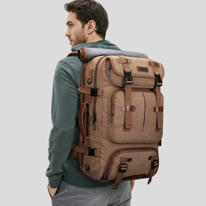 Convertible 40L travel backpack with USB port and 18+ compartments, fits 17 inch laptop, ideal for men and women a8013 brown backpacks for men