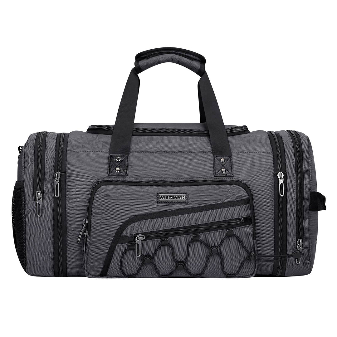 B695 Silvery Grey WITZMAN Duffle Bag for Men Nylon Large Gym Weekender Bag with Shoe Compartment Expandable Overnight Bag Carry on Bag