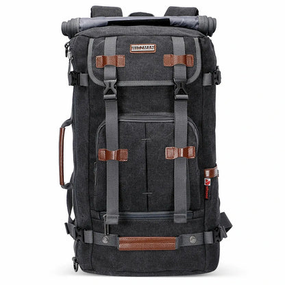 vintage canvas travel backpack for men carry on bag #color_black