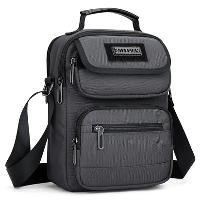 WITZMAN men’s sliver gray nylon crossbody sling bag with multiple compartments and iPad pocket B710