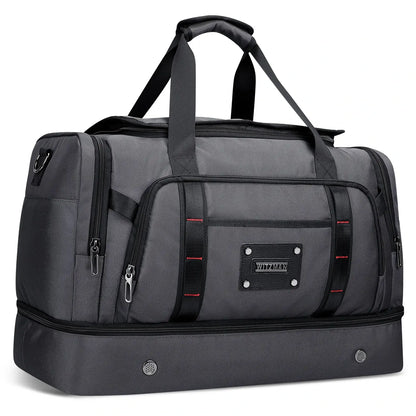 WITZMAN B720 men’s large nylon duffel bag with double-layer shoe compartment - sliver grey bag