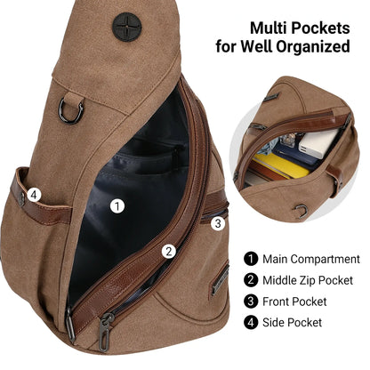 a8004 Canvas Sling Bag for Men Women #color_brown